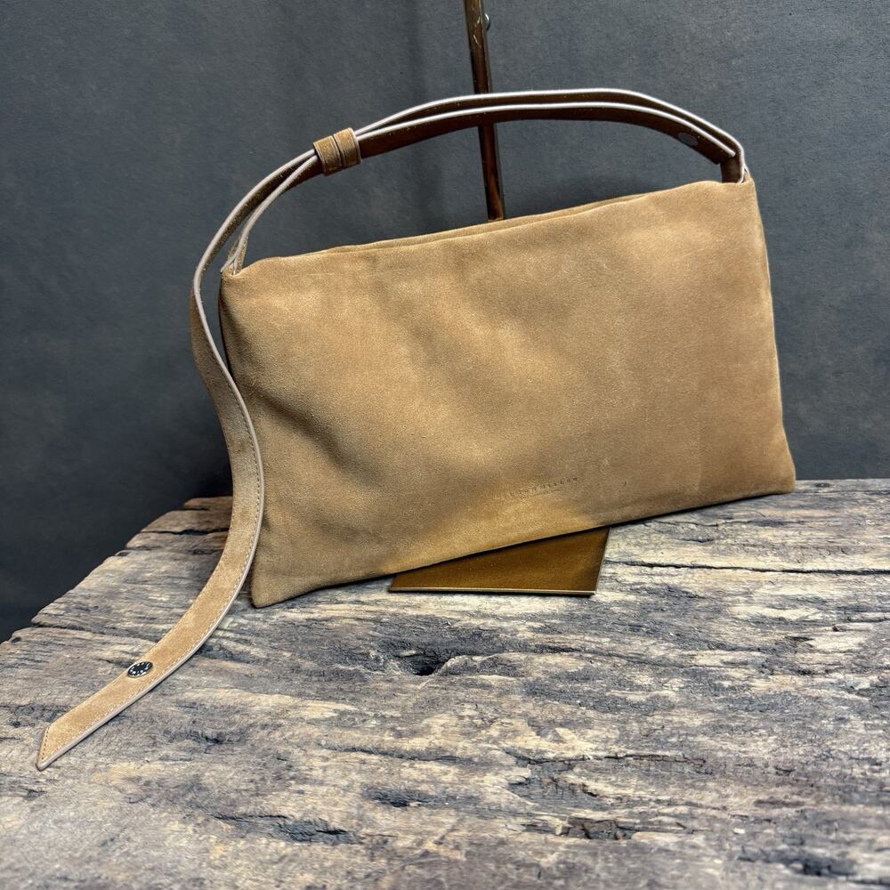 Simon Miller Toffee Suede Puffin Shoulder Bag Tan Adjustable Strap - Picture 3 of 14